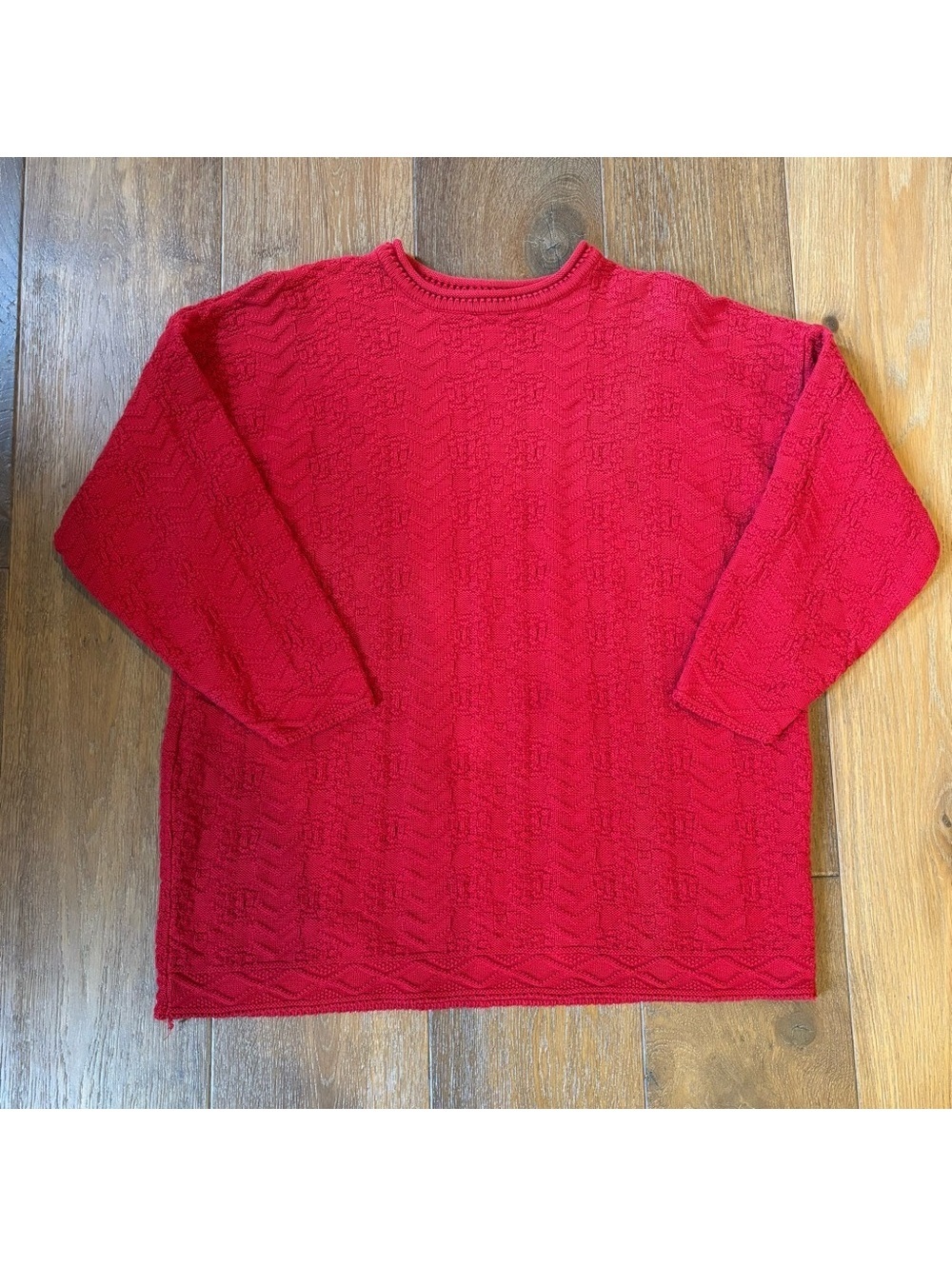 Vintage 80s 90s Braun Sport Knit Sweater, 100% Cotton, Made In USA, Red, Large
